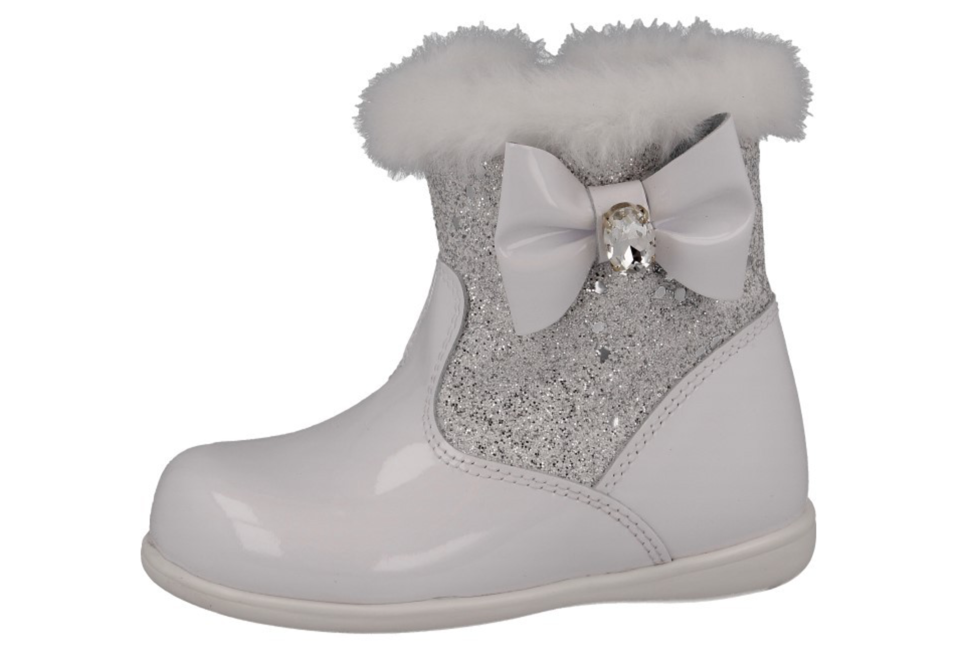 Andanine - White Glitter Bow Boot - 212400 - Designer Childrenswear ...