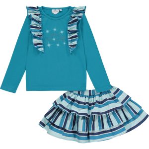 ADee Teal Stripe Skirt Set DELILAH